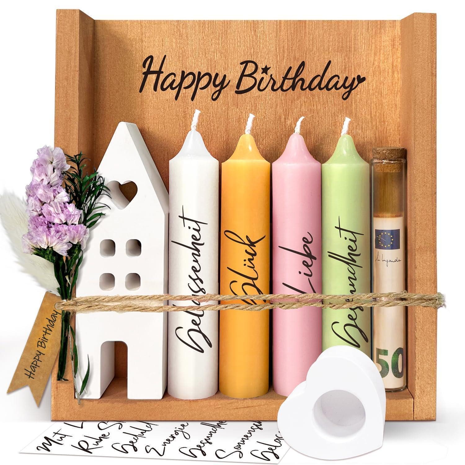 LuxusKollektion Geschenkbox Kerzenset Geburtstag Deko Geschenk Holzbox