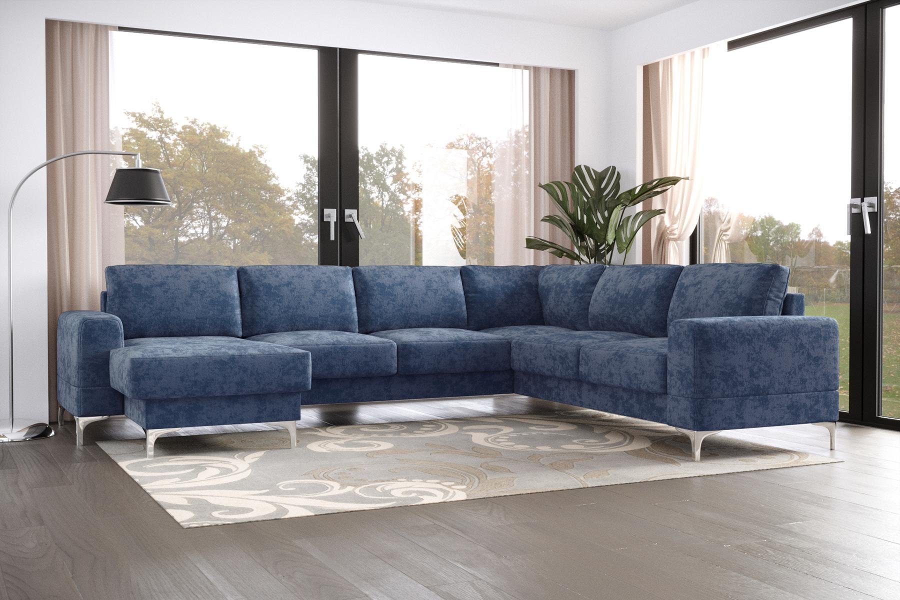 JVmoebel Ecksofa, Design Modern Ecksofa U-Form Sofa Wohnlandschaft Neu Polster Sofa Blau | Ecksofas