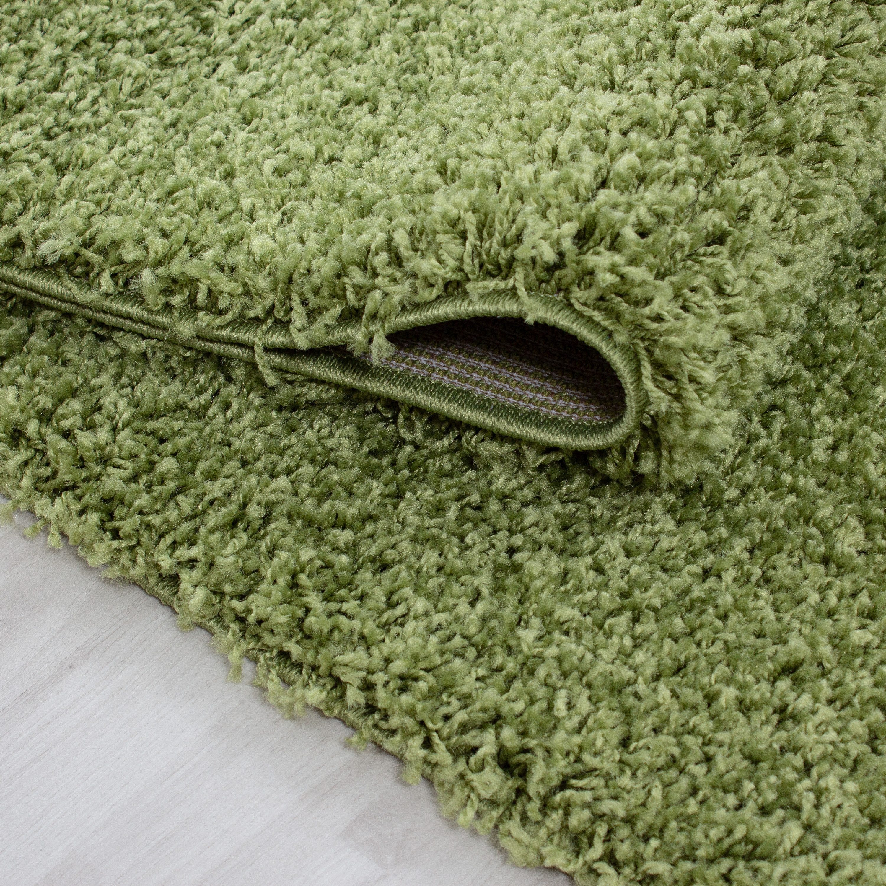 KADIMA DESIGN Teppich RHEIN Shaggy Langflor Wohnzimmer Schlafzimmer Waschbar Flauschig, Rund, Höhe: 32 mm, Grün, 80x80 cm, Wohnzimmerteppich Strapazierfähig Waschbar