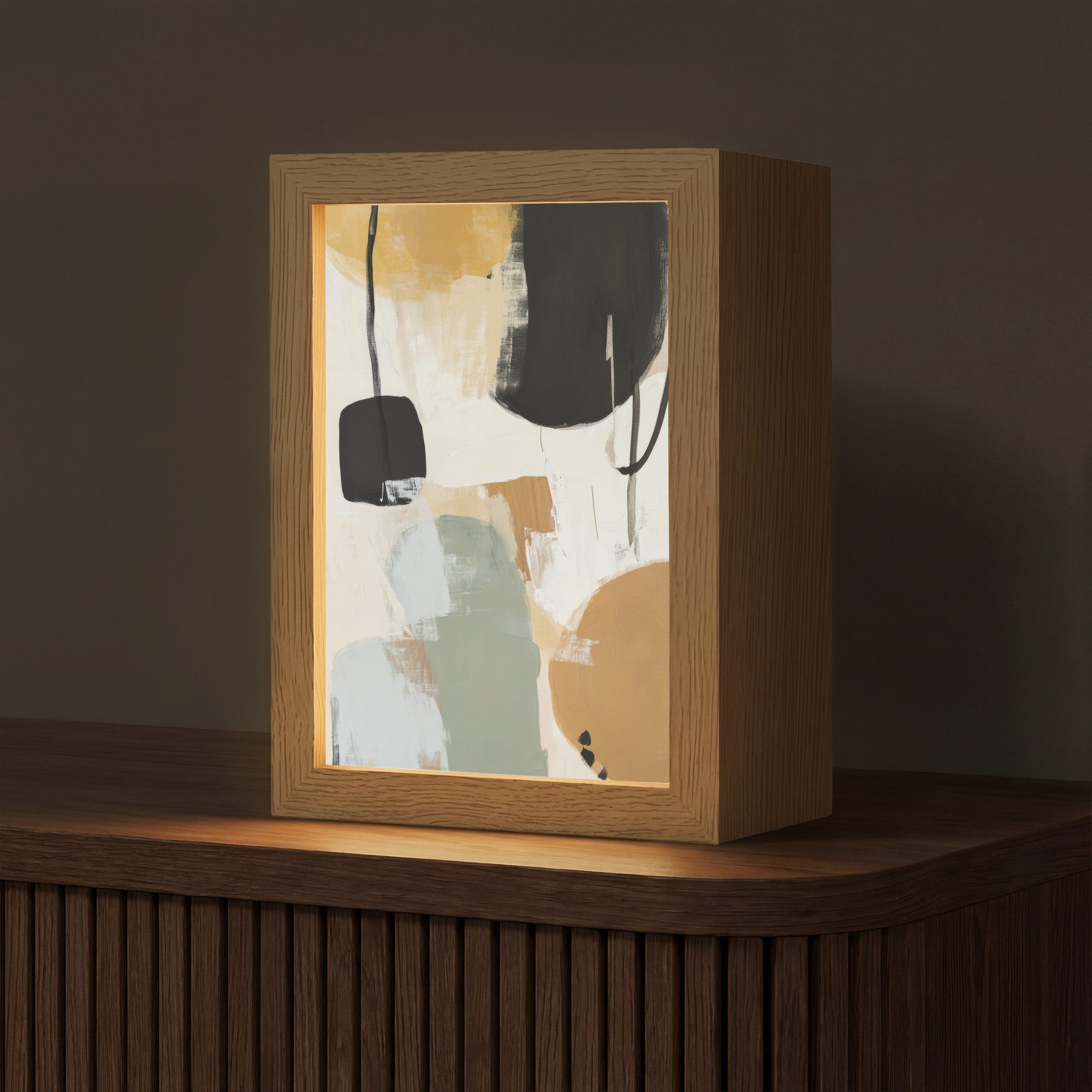 OnlyWow Tischleuchte Lightbox Farbe - Abstrakt - Farben, Dimmbar, Farbwechsel, LED, Warmweiß, Kaltweiß, Neutralweiß Einstellbar, Tischlampe, Schreibtischlampe, Desk, Dimmbar, mit Kabel, LED
