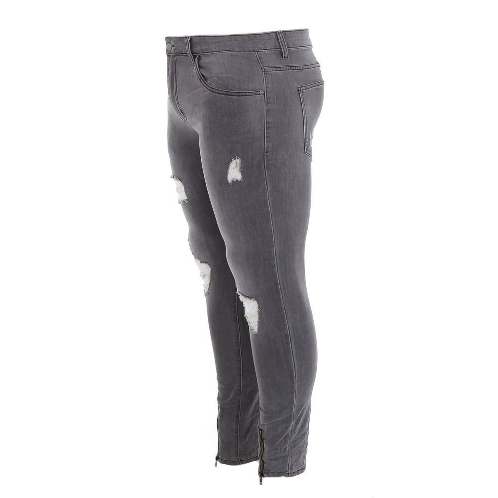 Ital-Design Stretch-Jeans Herren Freizeit Destroyed-Look Grau Stretch in Jeans