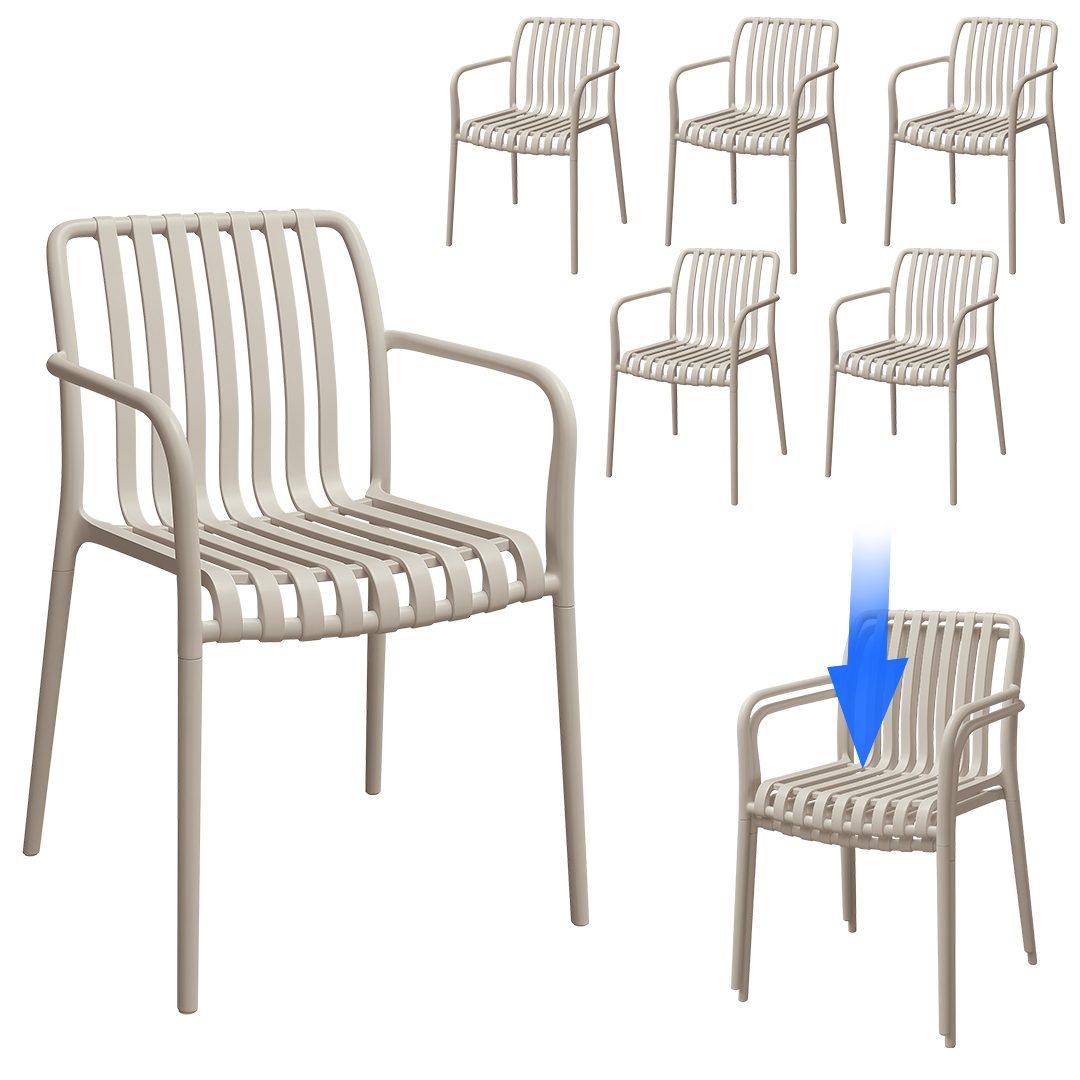 STEELSØN Gartenstuhl Pincoya wetterfest und UV-beständig (taupe, 6er Set), stapelbarer Balkonstuhl Kunststoff, verfügbar als 2er/4er/6er Set