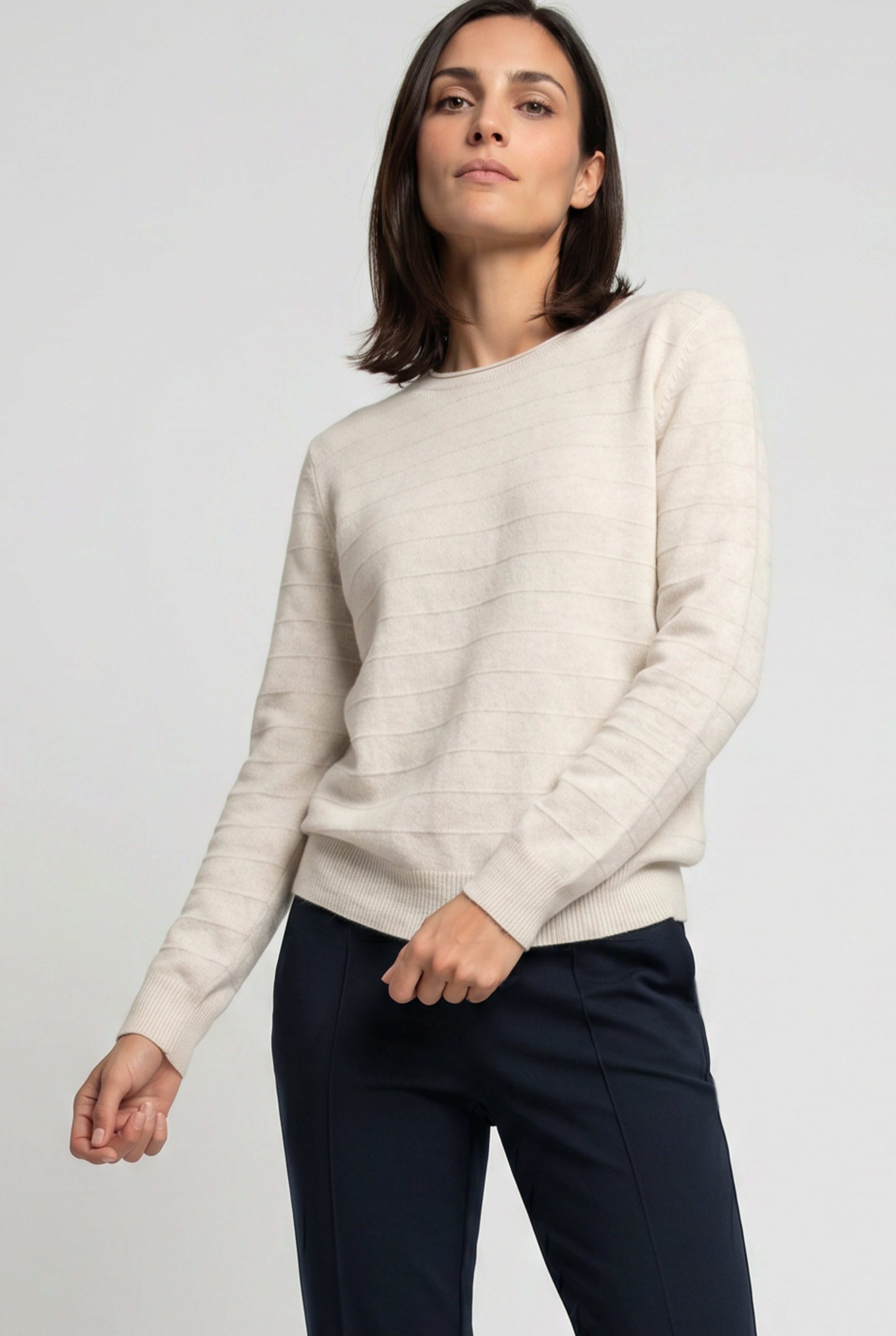 Olsen Strickpullover mit Strukturstrick und leichten Puffärmeln