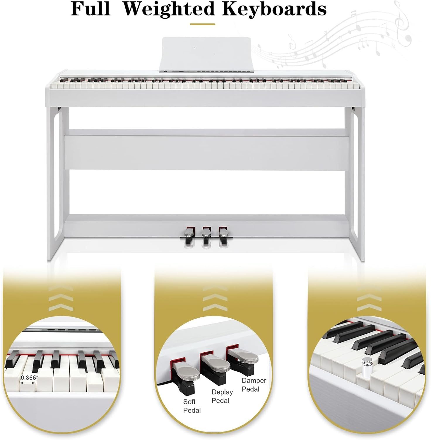 LALAHO Digitalpiano GDP-104/A-815 Elektro Klavier Digital E-Piano,Dual Bluetooth, Digital E-Piano mit 88 Tasten Hammermechanik 128 Rhythmen