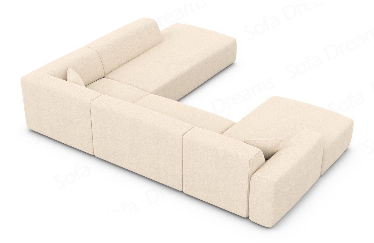 Strukturstoff Modern, Stoffsofa Designer Lounge U Dreams Sofa Sofa Wohnlandschaft beige02 Mallorca U-Form Loungesofa