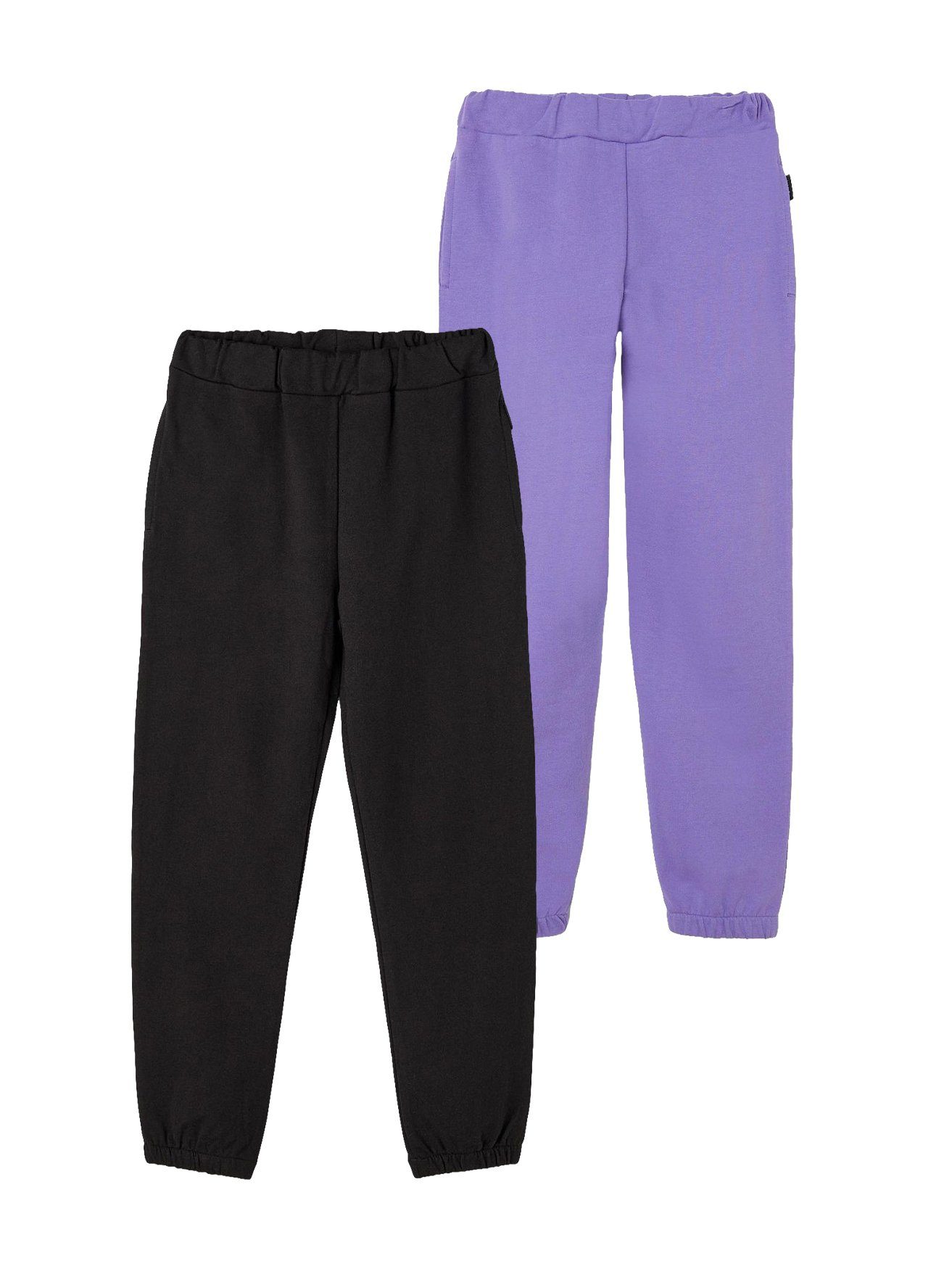 Name It Sweatpants Mädchen Jogginghose 2er-Set Basic Sweat Pants NKFSWEAT (2-tlg) 5506 in Schwarz-Lila