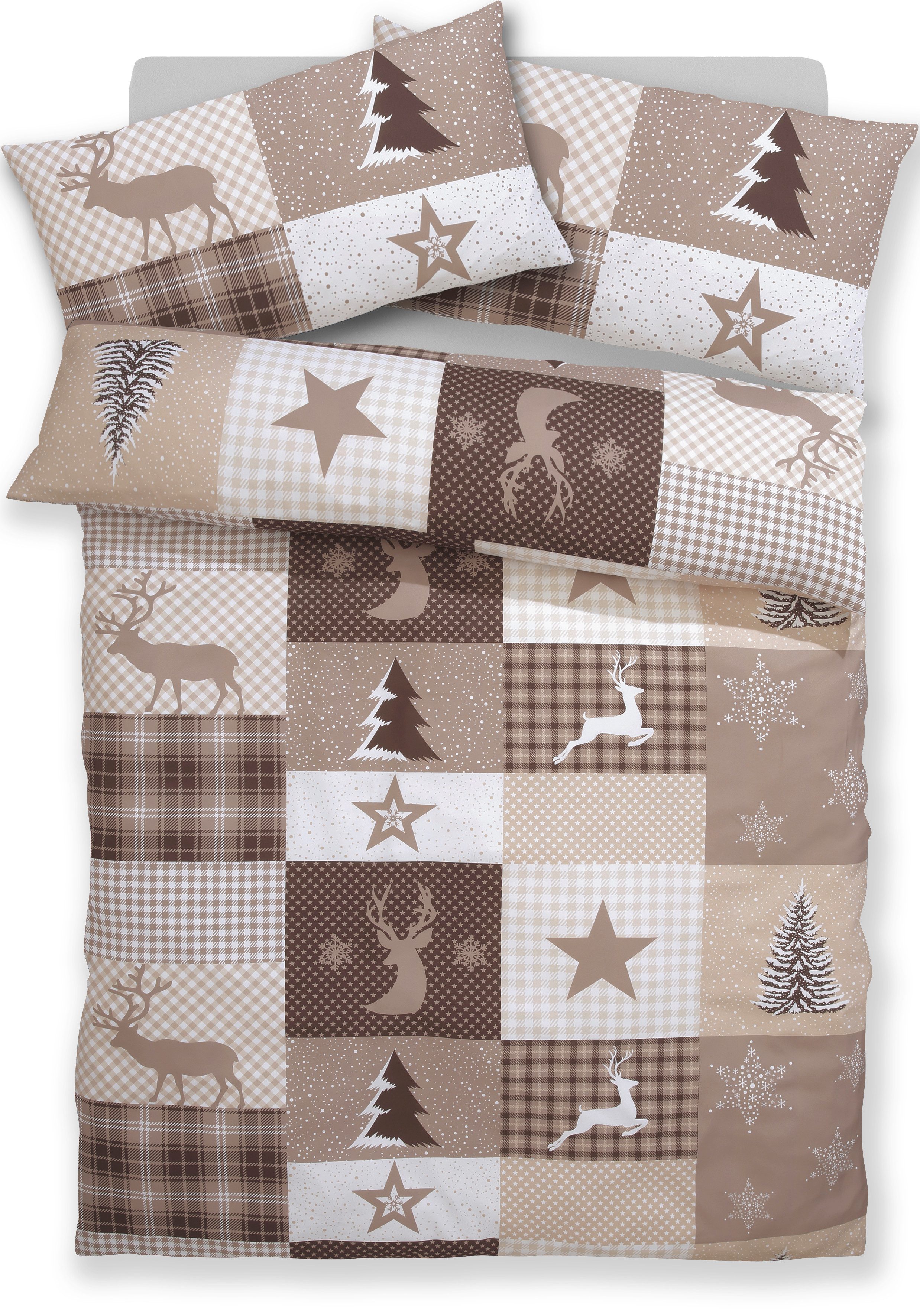 OTTO home Bettwäsche Nicholas, Microfaser, 2 teilig, Weihnachtsbettwäsche, Winter, in 3 Qualitäten verfügbar