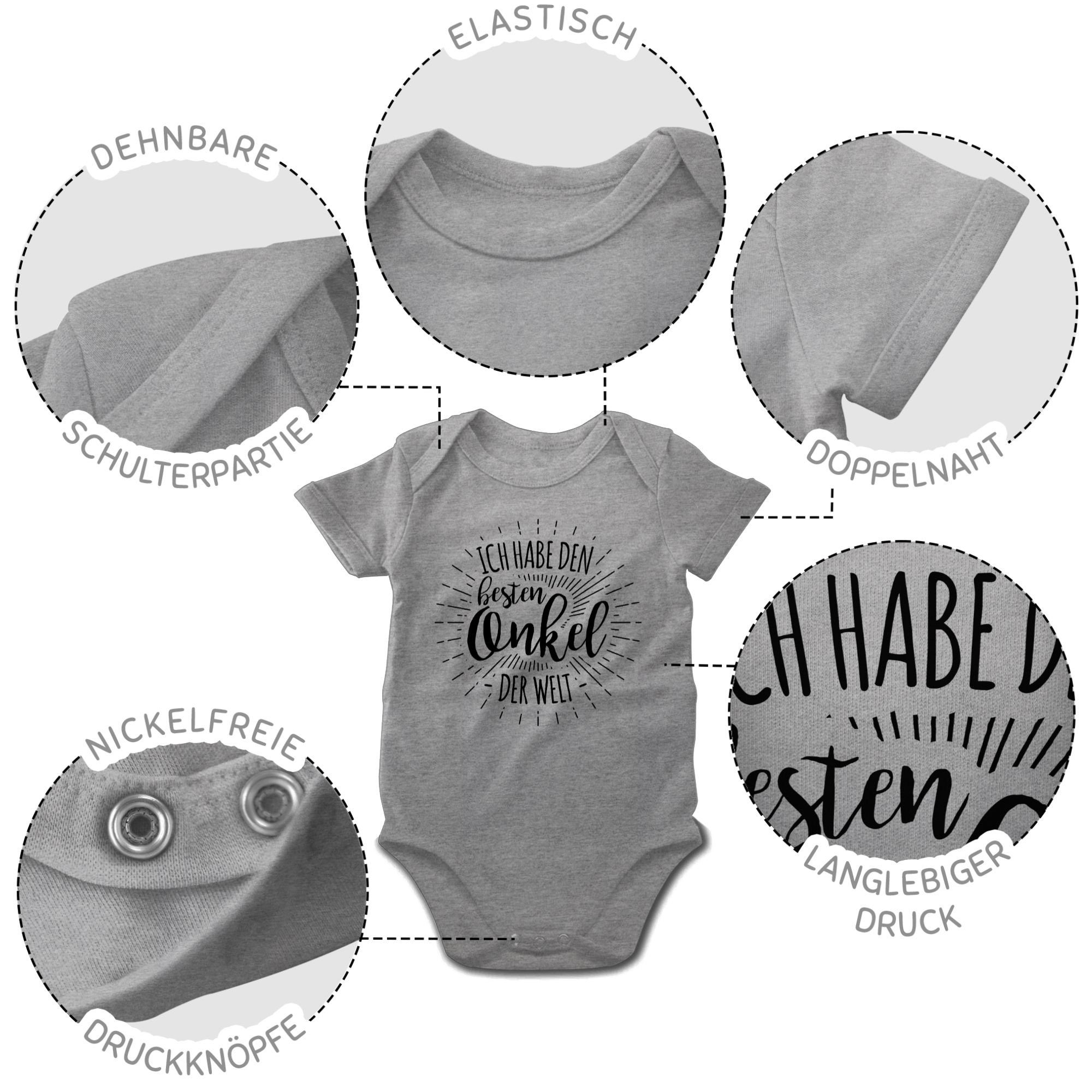 Shirtbody Welt den 2 der Shirtracer Ich meliert besten Baby Sprüche Grau habe Onkel