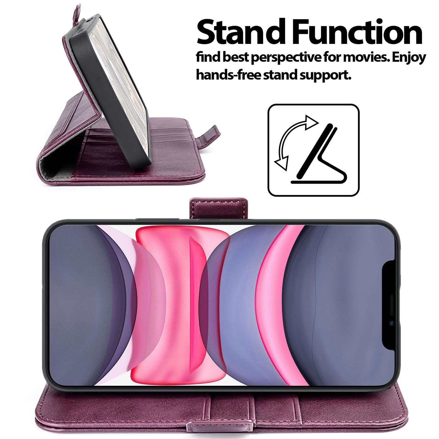 CoolGadget Handyhülle Wallet Klapptasche Cover Case für Apple iPhone 11 6,1 Zoll, Handy Tasche mit RFID Schutz Kartenfach Book Schutzhülle