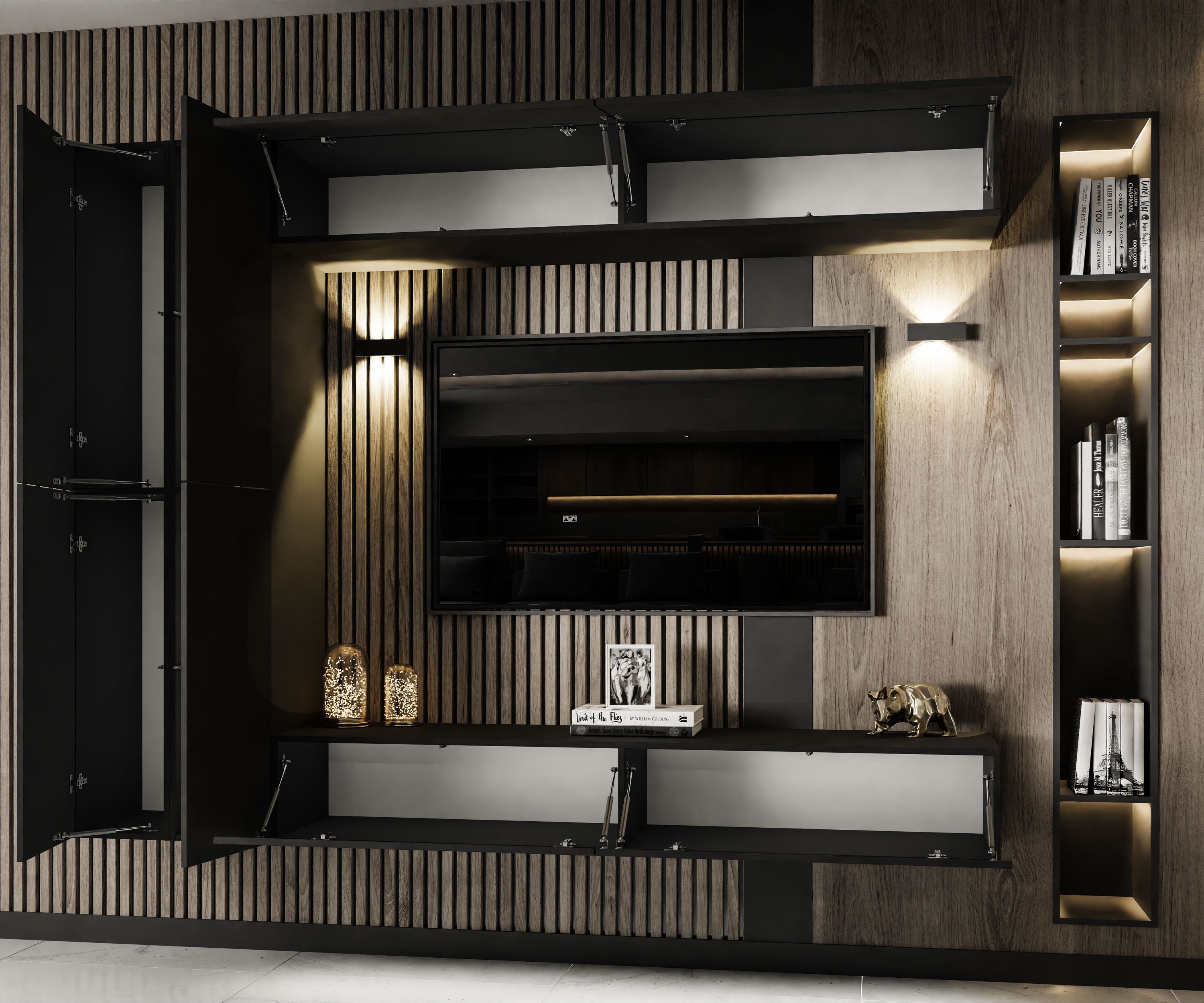 Lookway Wohnwand COLETTE MATT III mit Push-to-Open-System und LED-Beleuchtung