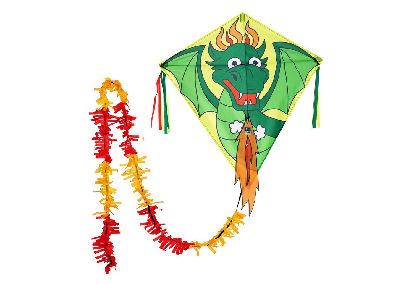 Wolkenstürmer Flug-Drache Kinderdrachen ab 3 Jahre Ready to Fly Outdoor Kite 75 cm, (Flugspielzeug Jungen Mädchen Rautendrachen mit Puschelschwanz, 1-tlg), Klassischer flugfertiger Rautendrachen Eddy ab 3 Jahre rot mit Drache