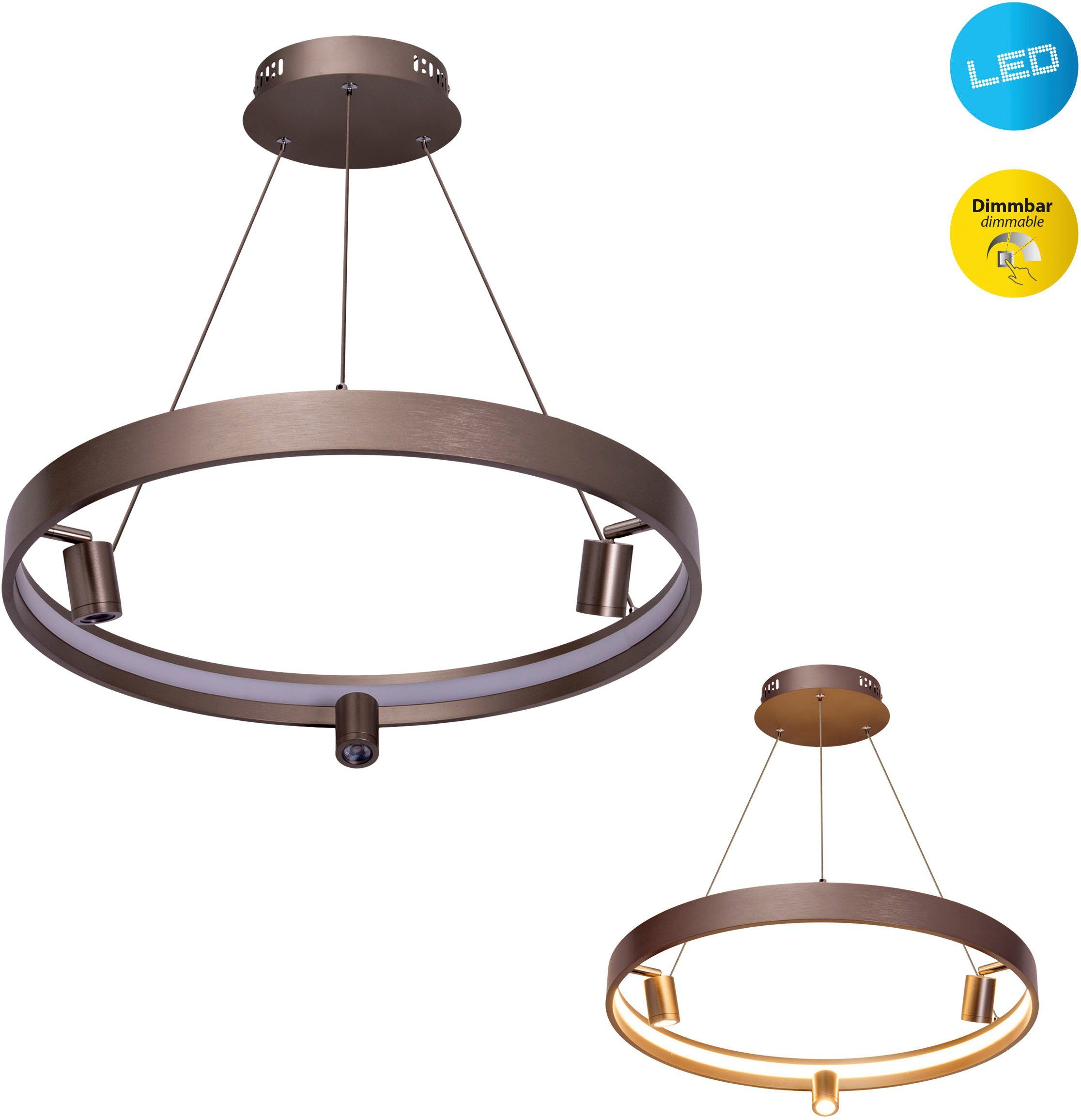 näve LED Pendelleuchte Tristan, Dimmfunktion, LED fest integriert, Warmweiß, Hänge-, Pendellampe warmweiß, 58cm, 37W, stahl-blank, inkl. Trafo,IP20