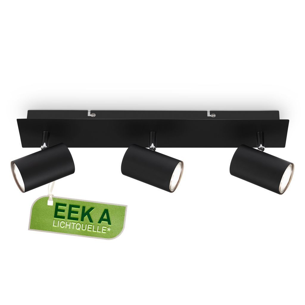 B.K.Licht LED Deckenspot BKL1631, LED wechselbar, 2700K - Extra-Warmweiß, Deckenleuchte 44 cm Schwarz je 2W, je 450lm GU10 Wohnzimmer Flur