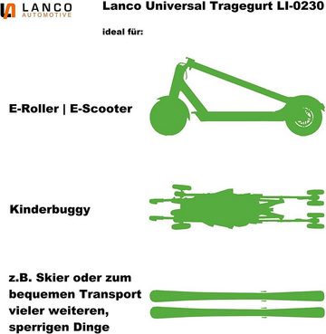 LANCO Automotive Tragegurt Universal Tragegurt für E-Scooter, E-Roller, Ski, Kinderbuggy, Bis 40kg Traglast, max. 180cm, verstellbar, leicht