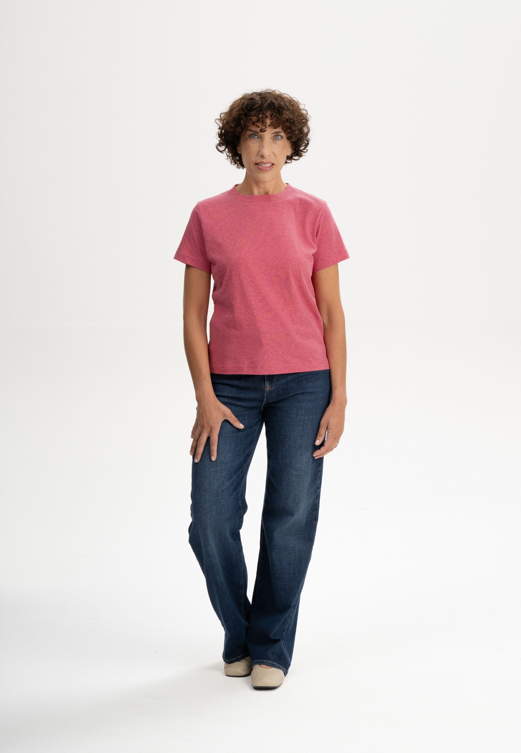MELA Kurzarmshirt T-Shirt Style KHIRA Fein gerippter Kragen