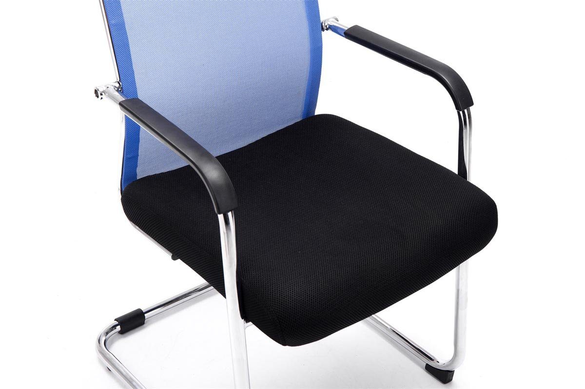 mit TPFLiving Sitzfläche Esszimmerstuhl - Two Sitzfläche: - (Küchenstuhl hochwertig chrom Metall - Konferenzstuhl Besucherstuhl blau Netzbezug Wohnzimmerstuhl), Brent - Gestell: gepolsterter