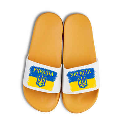 Youth Designz Vintage Ukraine Unisex Badelatschen Flip Flops Badeschuh mit lustigen Logo für Damen und Herren