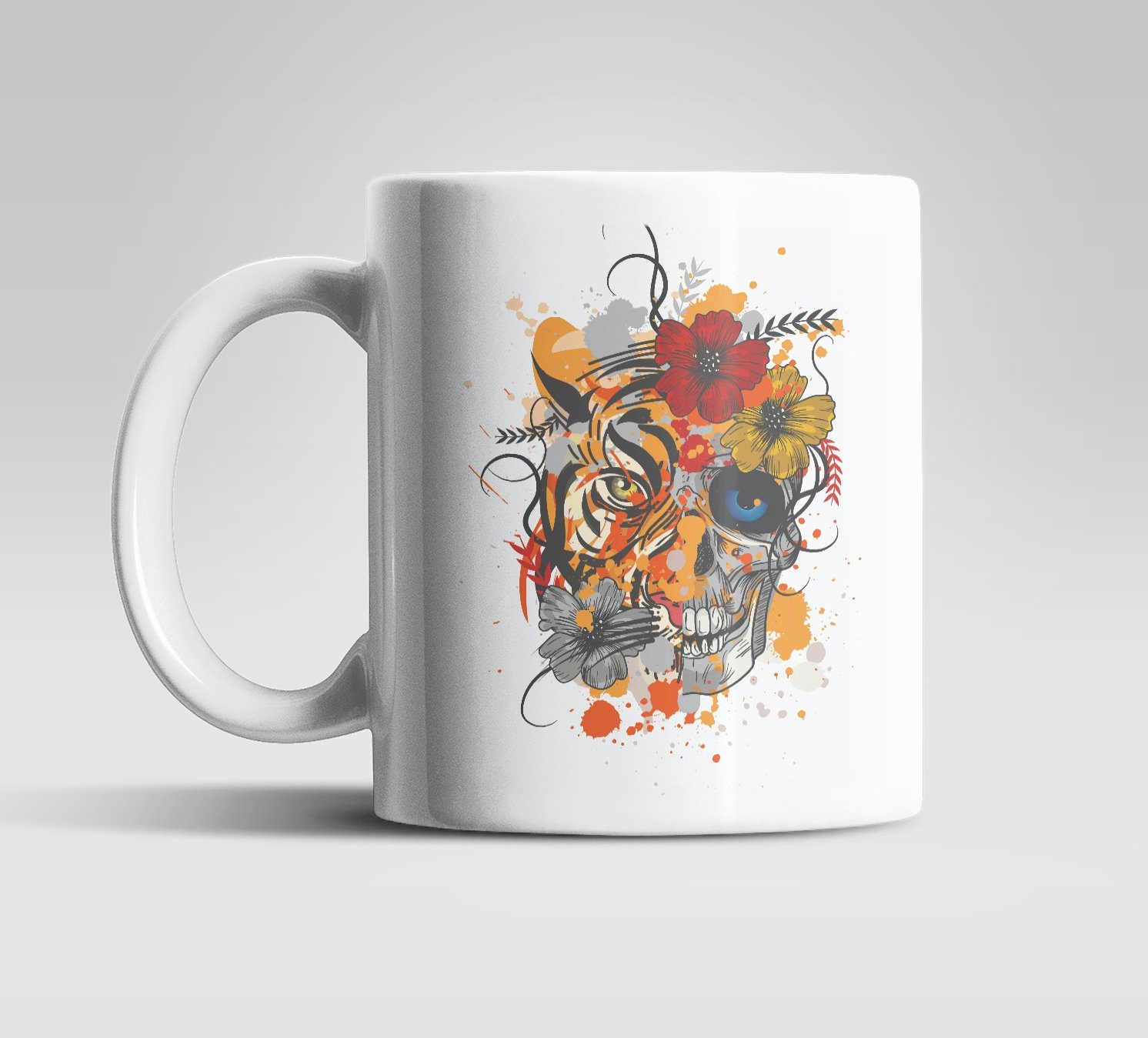 WS-Trend Tasse Tiger and Skull Kaffeetasse Teetasse Geschenkidee, keramik,  330 ml