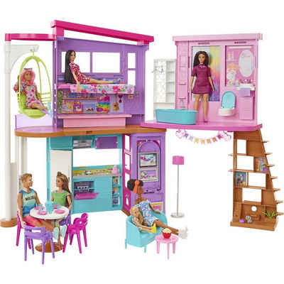 Mattel® Anziehpuppe »Barbie Malibu Ferien-Haus (klappbar), Puppenhaus«