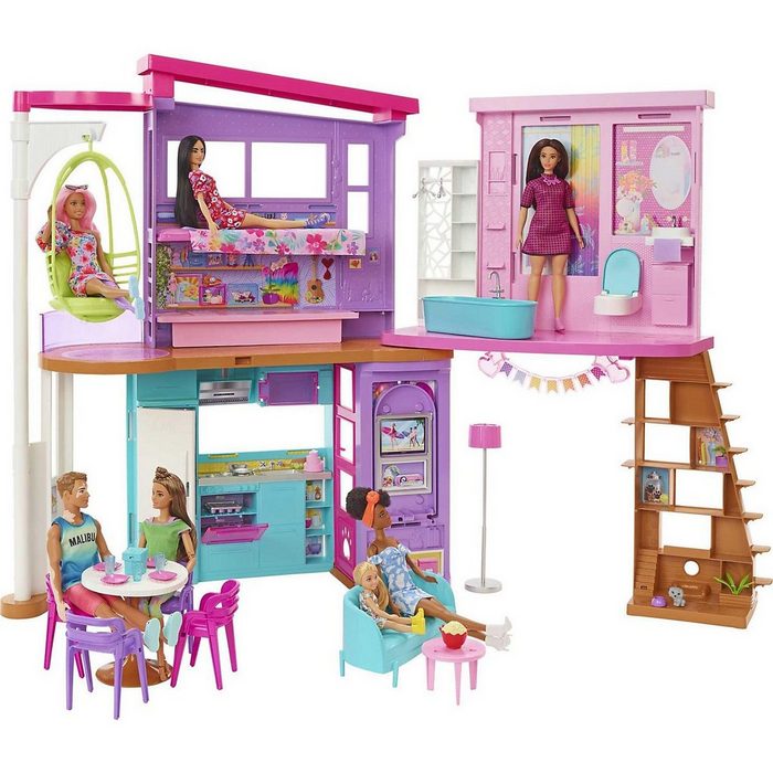 Mattel® Anziehpuppe Barbie Malibu Ferien-Haus (klappbar) Puppenhaus