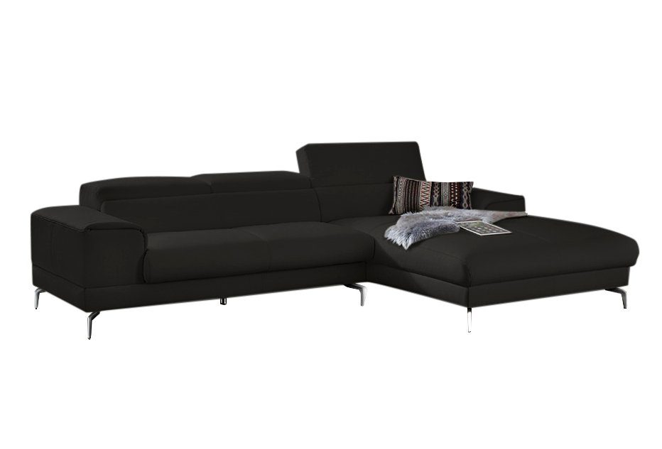W.SCHILLIG Ecksofa piedroo, Designsofa mit tollem Sitzkomfort, bequem und elegant, L-Form, Kopfteilverstellung, wahlweise mit Sitztiefenverstellung, Breite 303cm