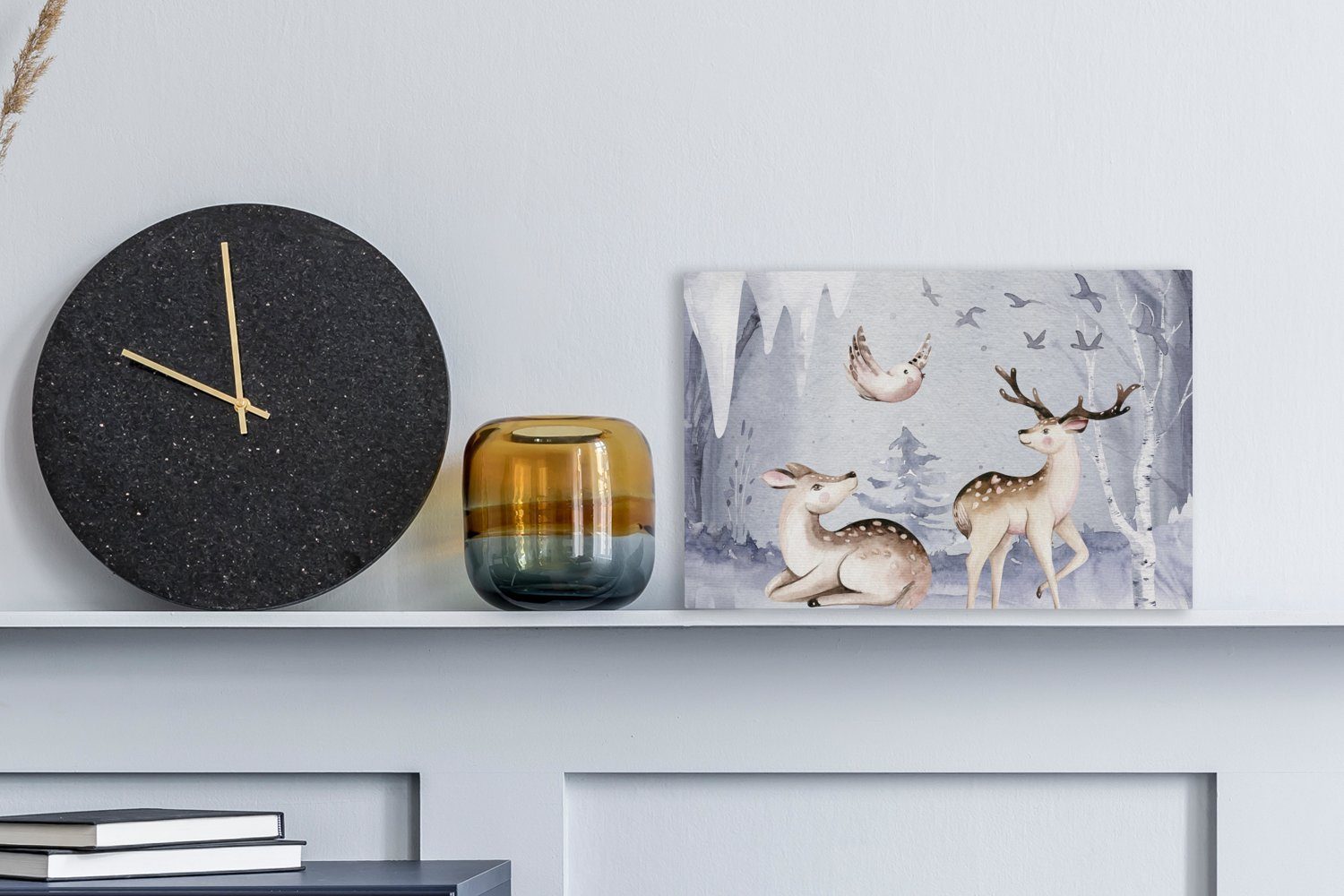 OneMillionCanvasses® Leinwandbild Winter - Hirsche - günstig online kaufen