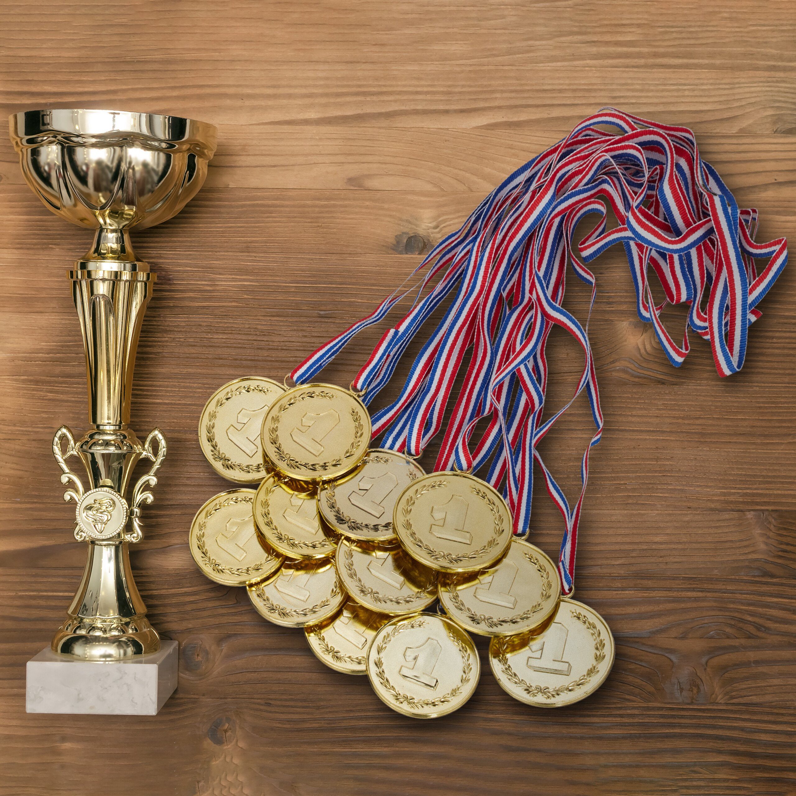 relaxdays Dekoobjekt Gold-Medaille für Kinder 12er günstig online kaufen