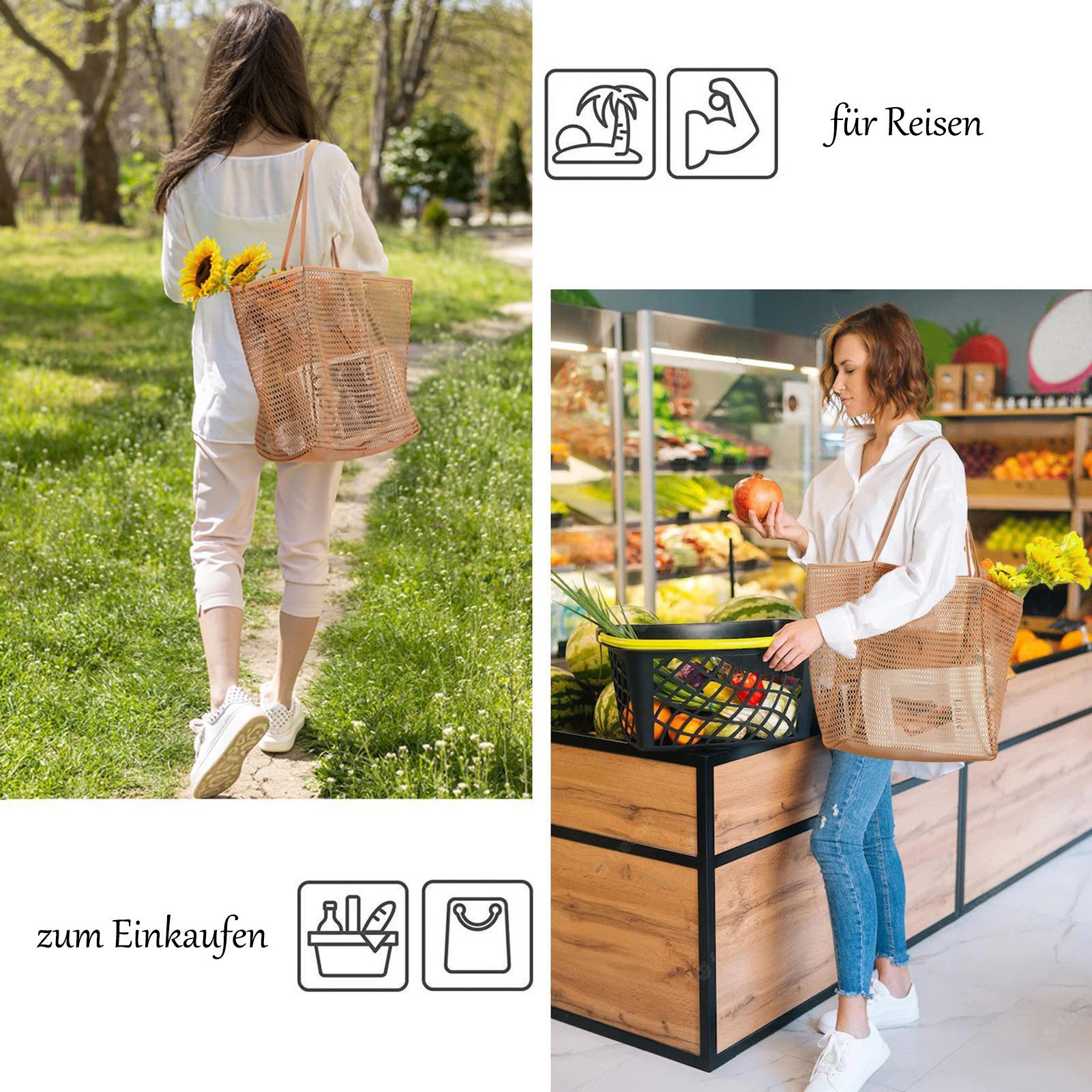 Jumpeak Strandtasche Faltbare Strandtasche, Netzhandtasche, Damen-Umhängeta günstig online kaufen
