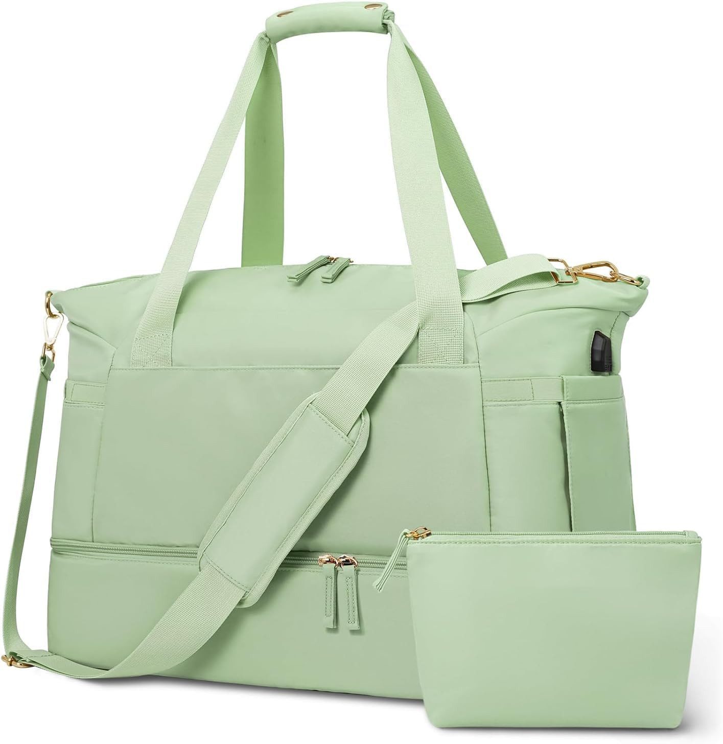 AURIVION Handtasche Sporttasche mit USB & Feucht-Trocken-Trennung für Reisen (Set, 2-tlg., Reise Handtasche für Damen & Herren, praktisch & vielseitig), Weekender Fitness Tasche für Gym, Urlaub & Übernachtung