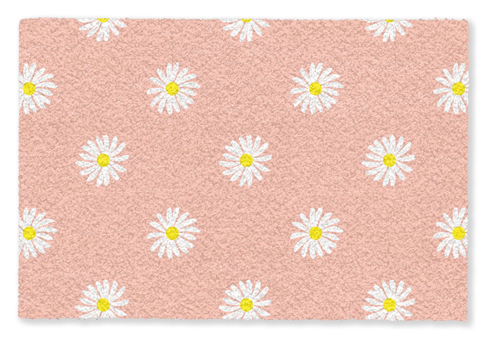 MuchoWow Fußmatte Gänseblümchen - Pastell - Weiß - Rosa - Blumendruck, Rechteckig, innen Schmutzfangmatte, Tür, Schmutzfänger Flur, Teppich 60x40 cm