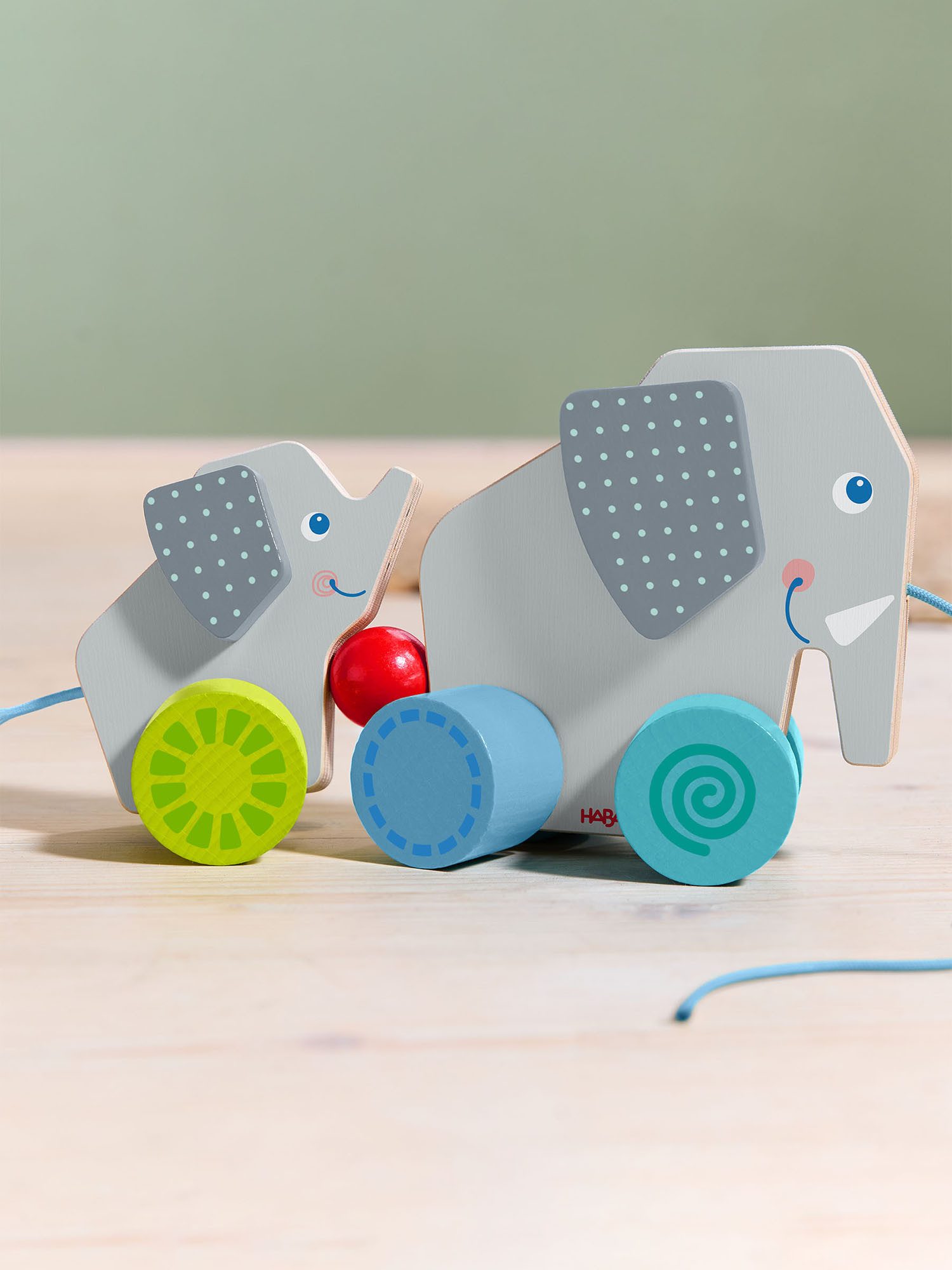 Haba Nachziehspielzeug Ziehfigur Elefanten, Ziehspielzeug, Pull Along Toy, Nachziehwagen