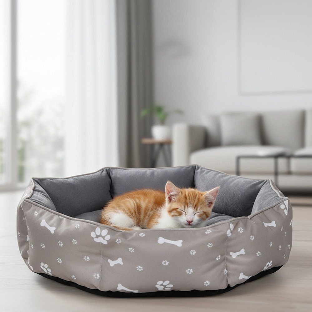 Mucola Tierbett Hundebett Hundesofa Katzenbett Ø60cm Grau Hundekissen Wendekissen, Polyester, Wendbar