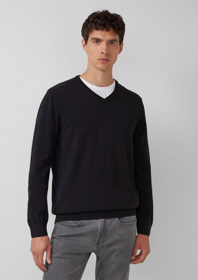 s.Oliver Longpullover Strickpullover Strickpullover mit Logo-Stickerei
