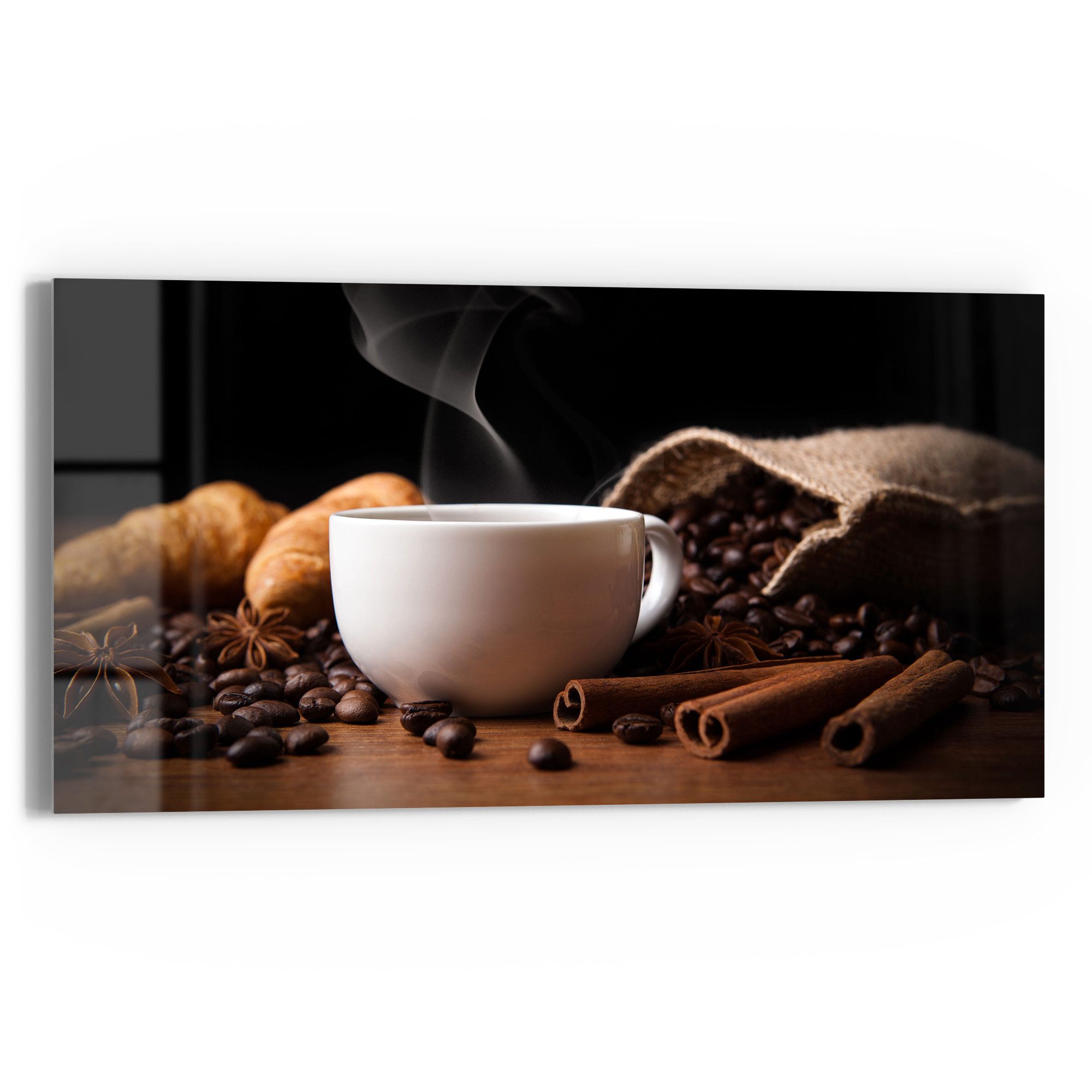 DEQORI Glasbild 'Sinnesfreude Kaffee', 'Sinnesfreude Kaffee', Glas Wandbild Bild schwebend modern