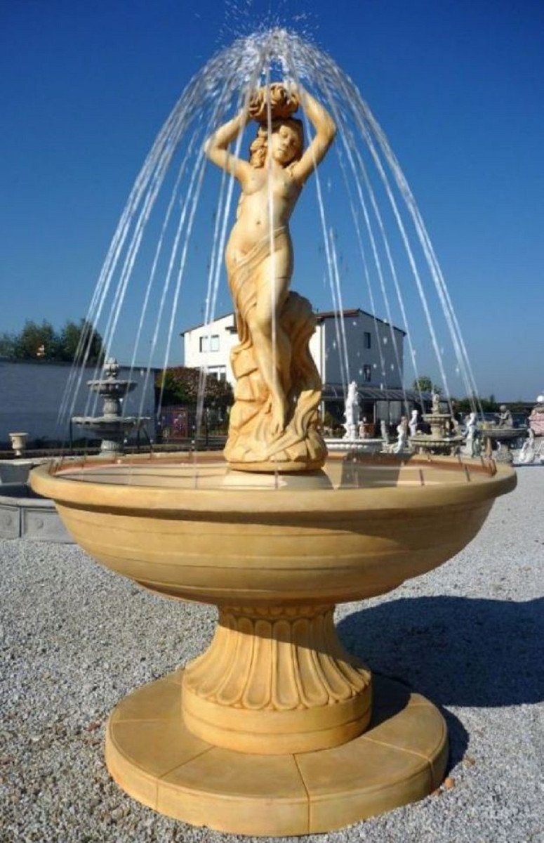 - Gartendeko Jungfrau Springbrunnen - Gartenbrunnen cm 222 Padrino 160 Jugendstil Skulptur mit Brunnen x Gartenbrunnen Casa H. Beige Ø