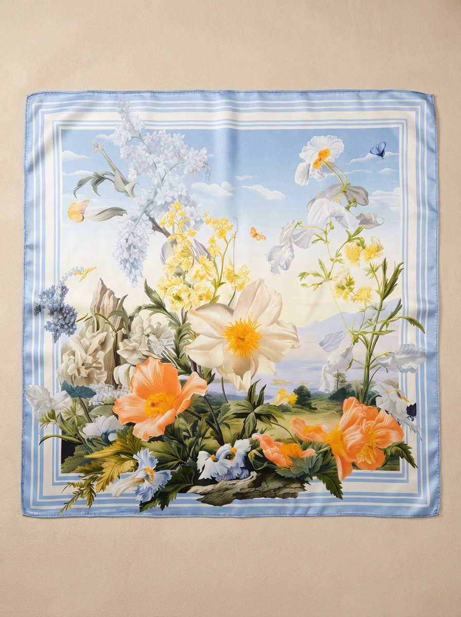 Kleelein Seidentuch Seidentuch Elegantes Modernes Blumenmuster Exklusives D günstig online kaufen