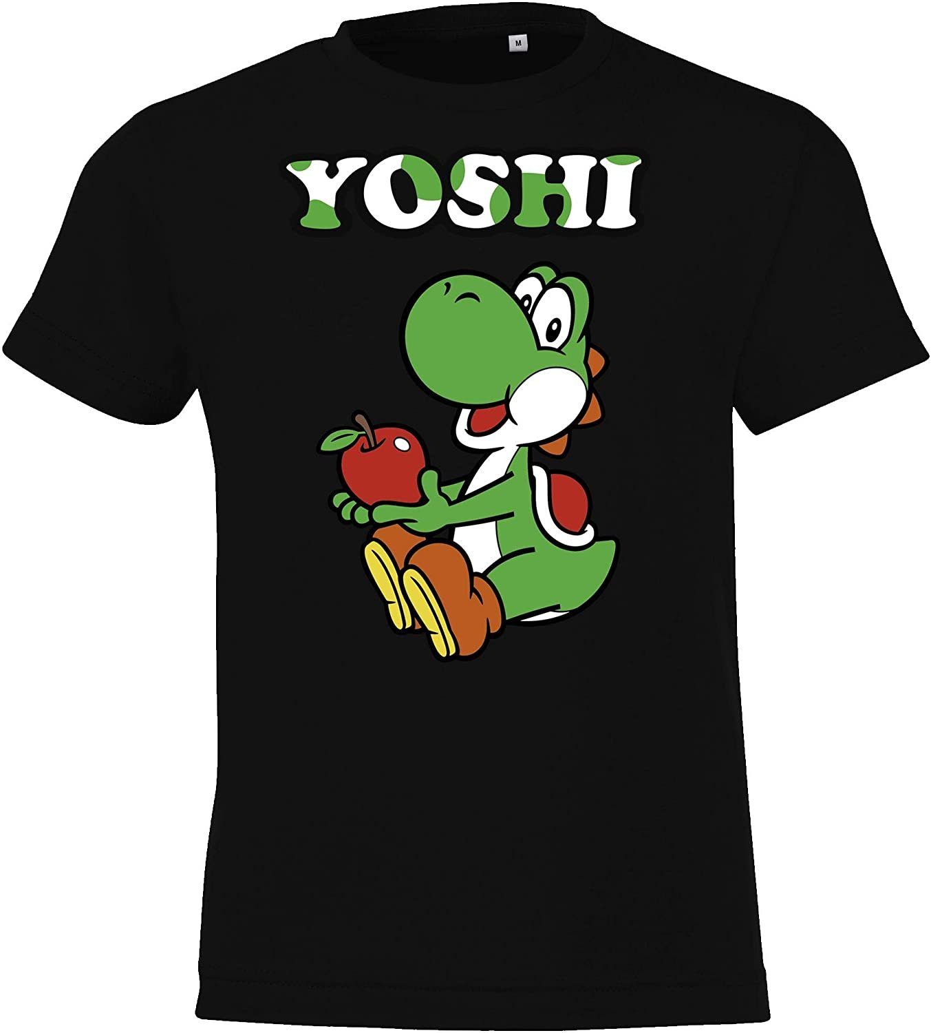 Print Front Schwarz & Mädchen Kinder T-Shirt trendigem Youth T-Shirt Baby mit Designz Yoshi Jungen für