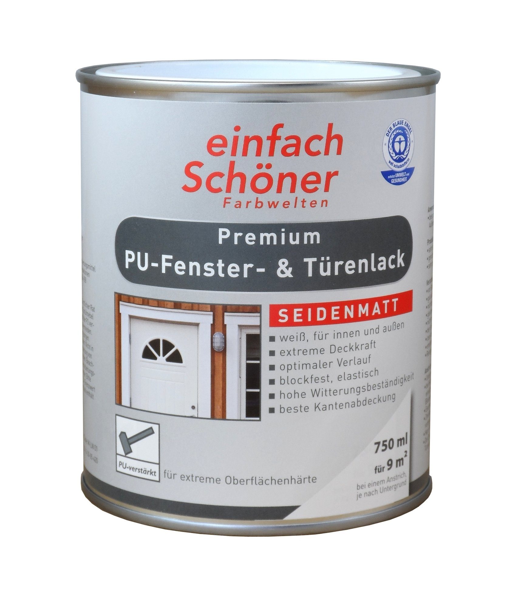 Wilckens Farben Tür- und Fensterlack 750 ml Premium PU Fenster & Türenlack Weiß seidenmatt