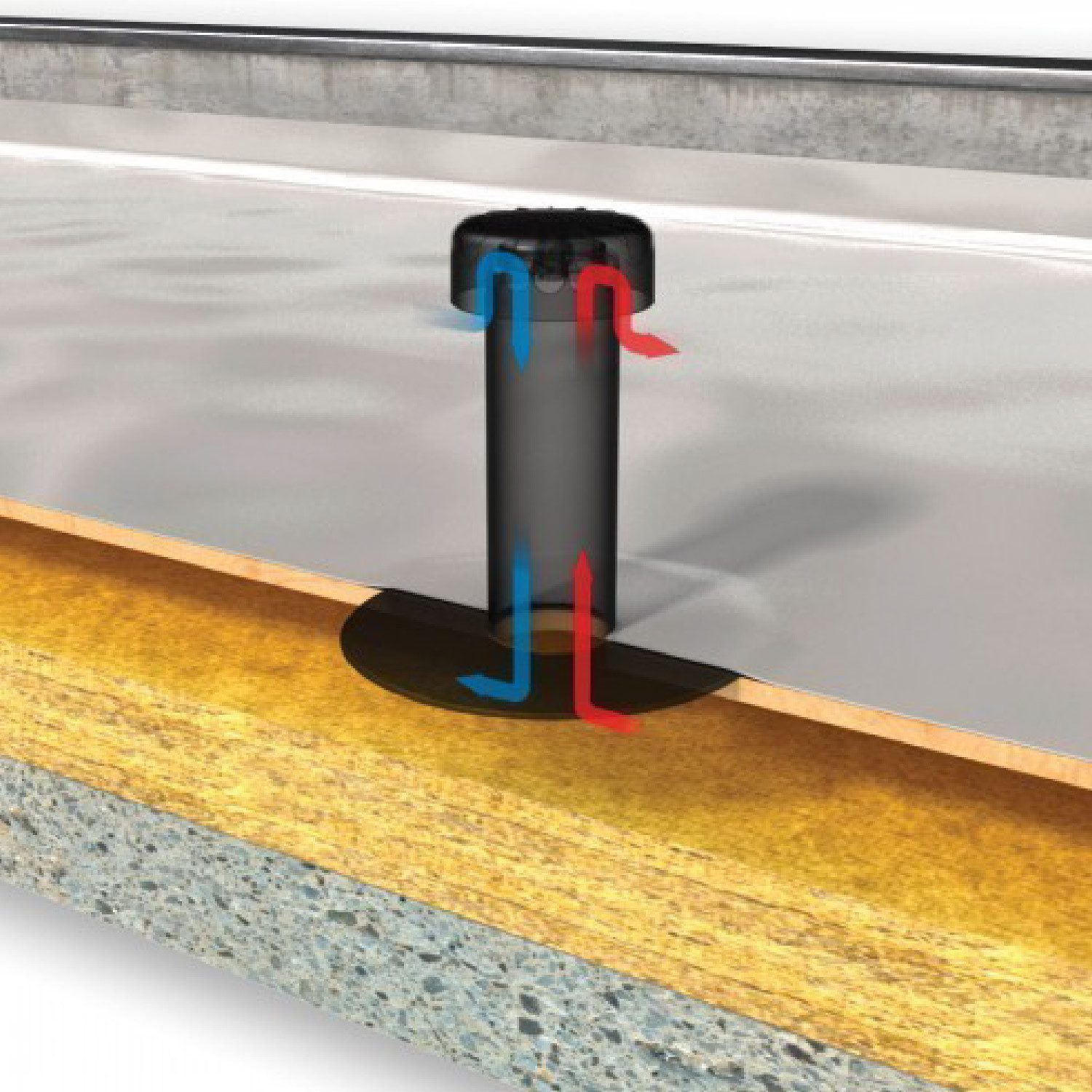 Klöber Dachdurchführung Flachdach Lüfterelement DN 125 mit universellem Klemmflansch, PVC