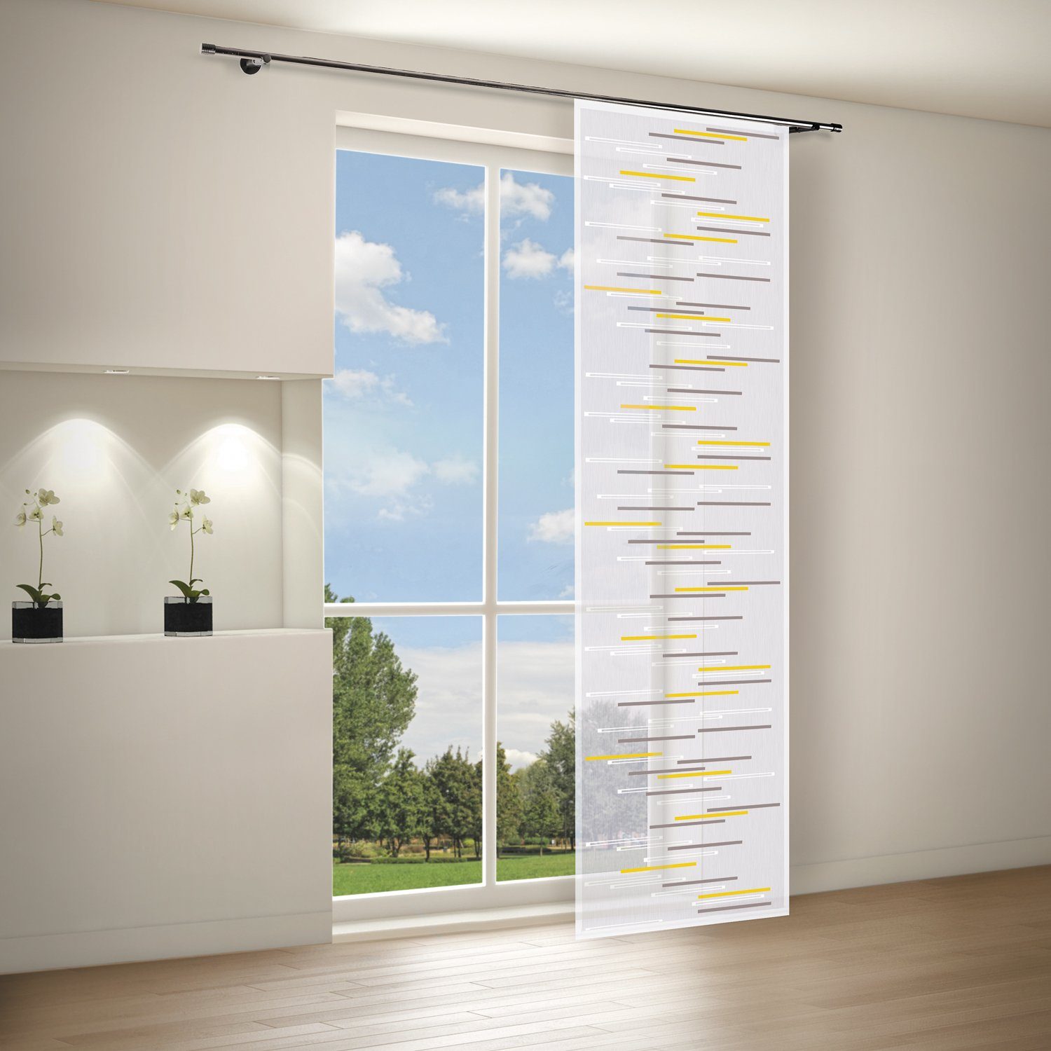 Gardine Flächenvorhang tansparent, 60x245cm, edel und chic, Giantore, transparent gelb