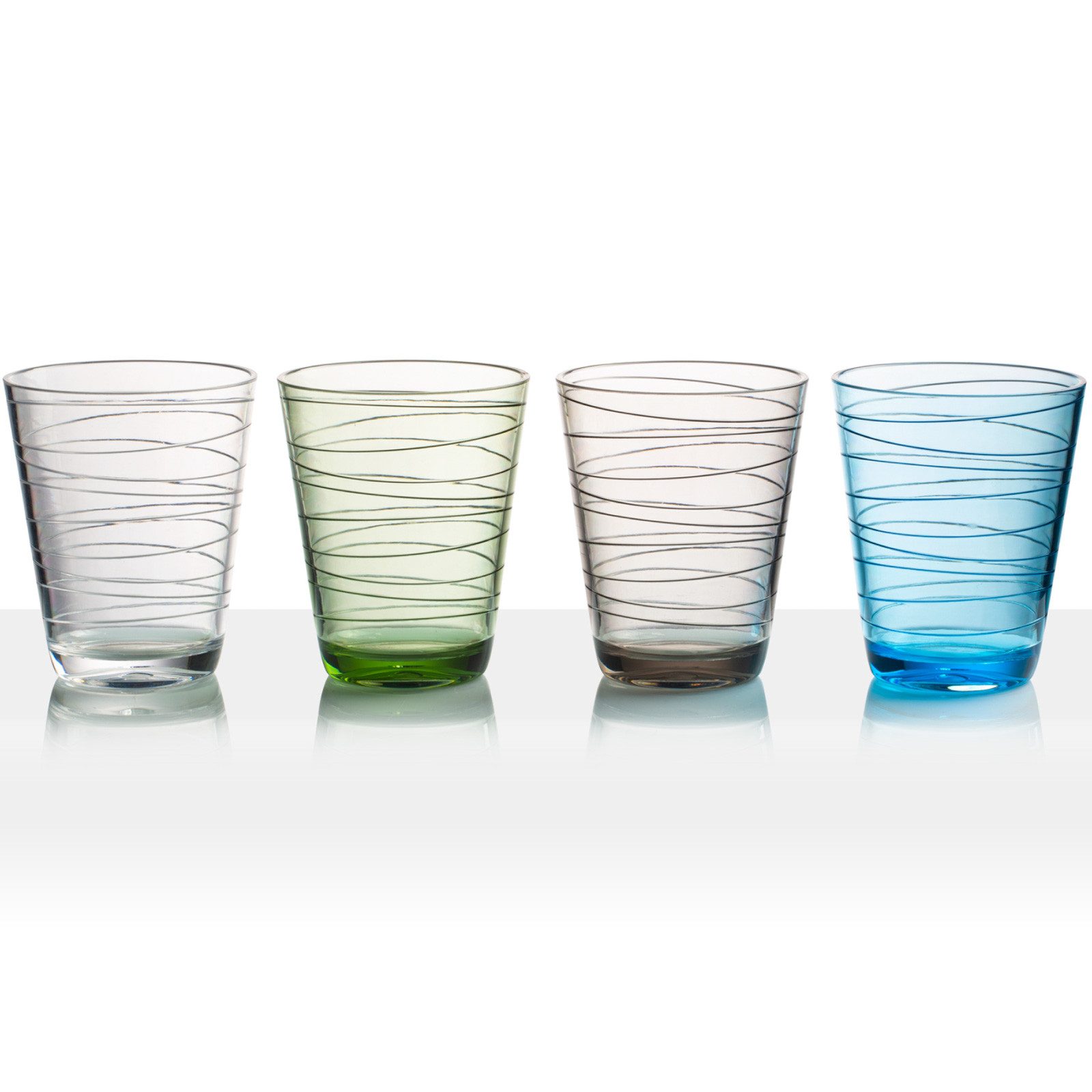 BRUNNER Glas Camping Glas 4er Set Trinkglas Onda, 100% Polycarbonat, Reise Wasser Gläser Bruchfest 300 ml