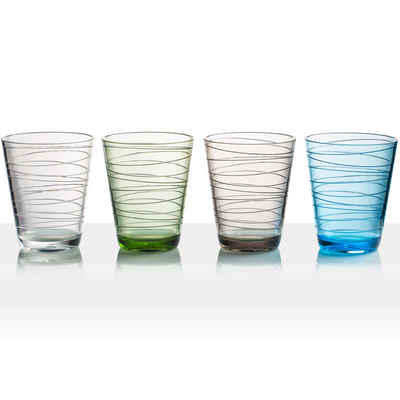 BRUNNER Glas Camping Glas 4er Set Trinkglas Onda, 100% Polycarbonat, Reise Wasser Gläser Bruchfest 300 ml