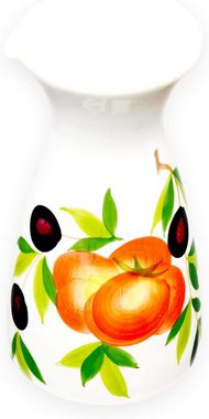 Lashuma Wasserkaraffe Tomate Olive, (1-tlg), Handbemalter Keramik Saftkrug italienisch 600 ml