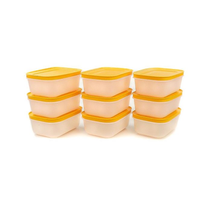 Tupperware Frischhaltedose Eis-Kristall 450 ml (9) weiß-orange + SPÜLTUCH