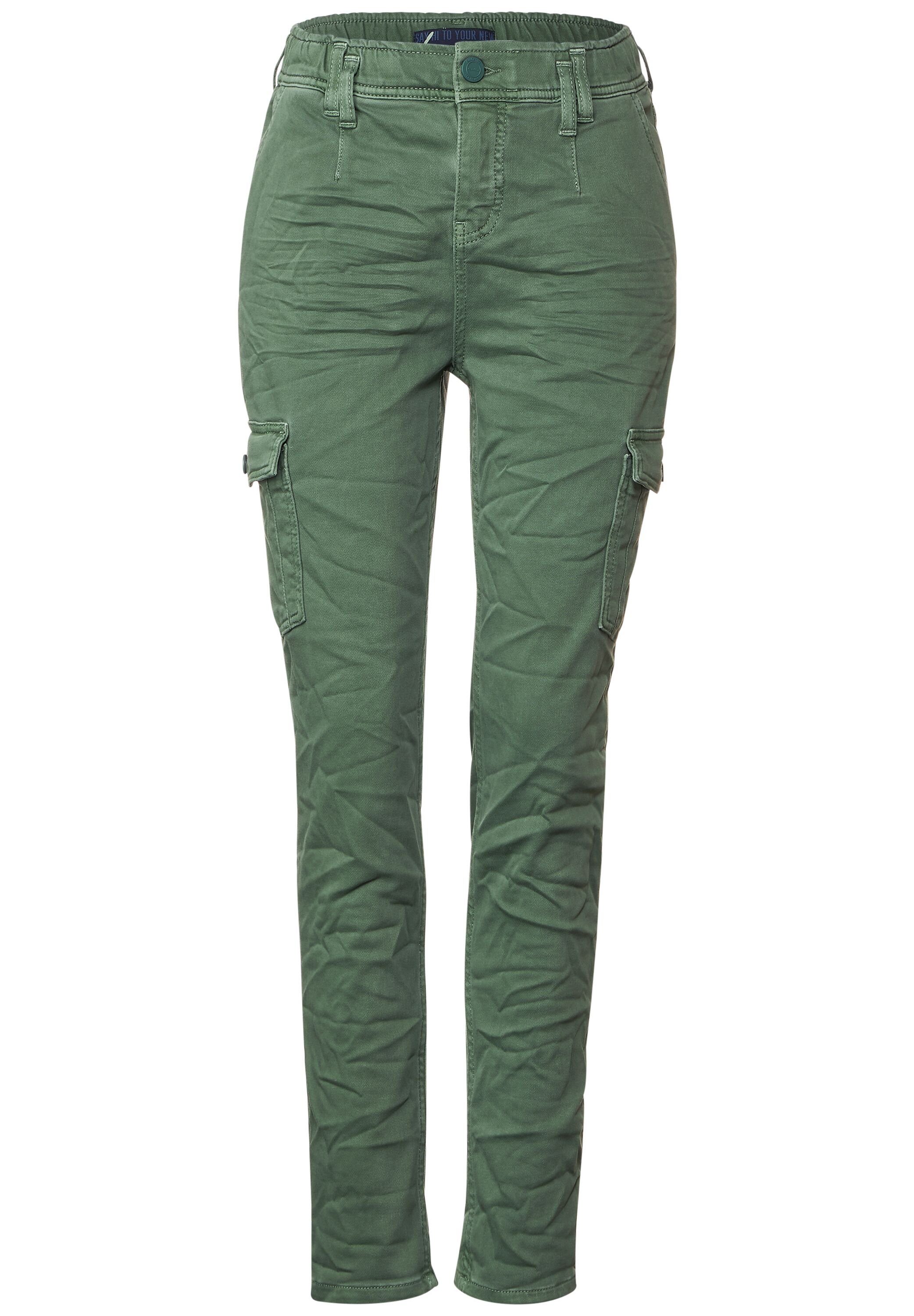 STREET ONE Loose-fit-Jeans im novel green Cargo-Style overdyed