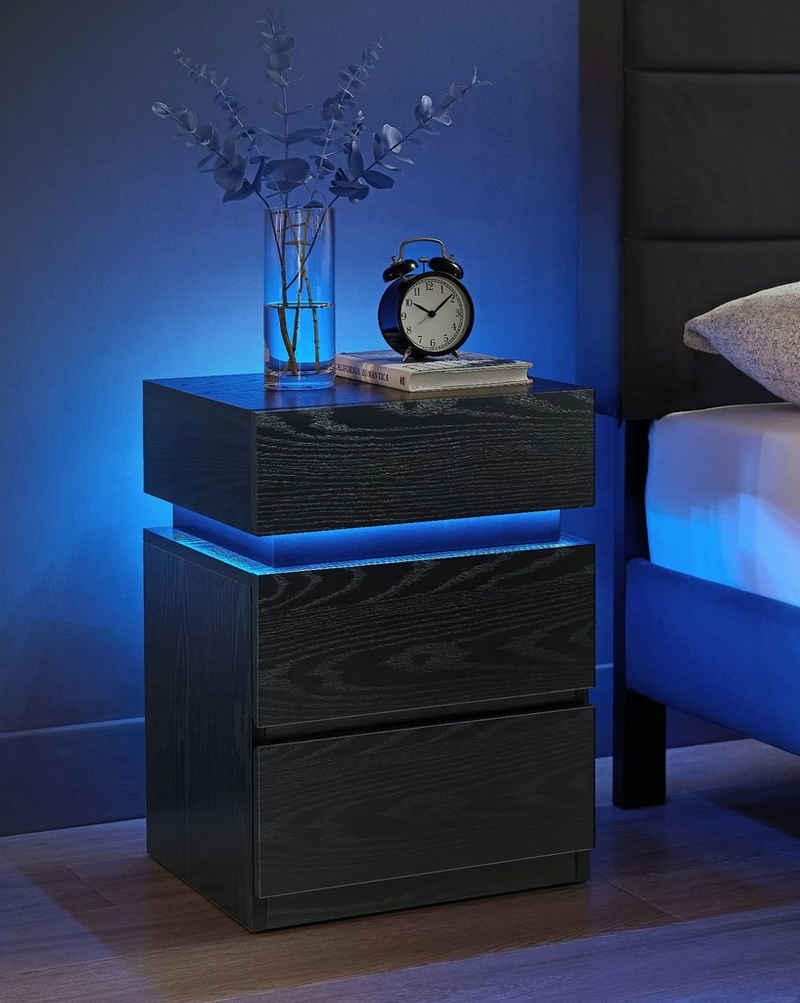 VASAGLE Nachttisch (1-St), mit LED-Beleuchtung, einstellbare Farben
