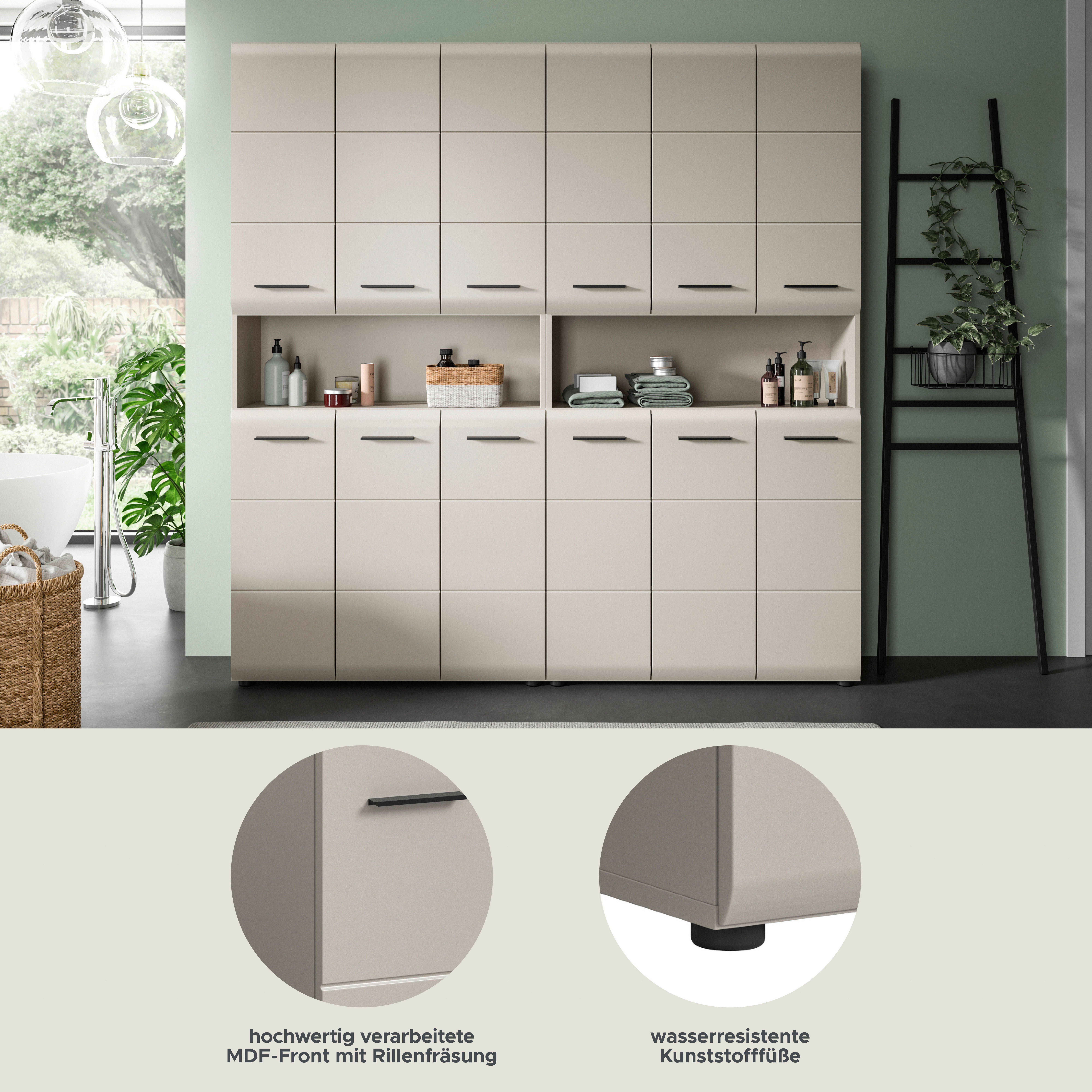 welltime Badezimmer-Set, (Set, 2-St., 2x Mehrzweckschrank), Bad-Kombination, Bad-Möbel, Badezimmer, Kombination, Kombi