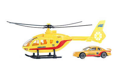 Toi-Toys Spielzeug-Hubschrauber Hubschrauber mit Auto Feuerwehr Polizei Ambulance Einsatzfahrzeug Modell Helicopter Spielzeugauto Spielzeug Geschenk Kinder 83 (Ambulance-Gelb)