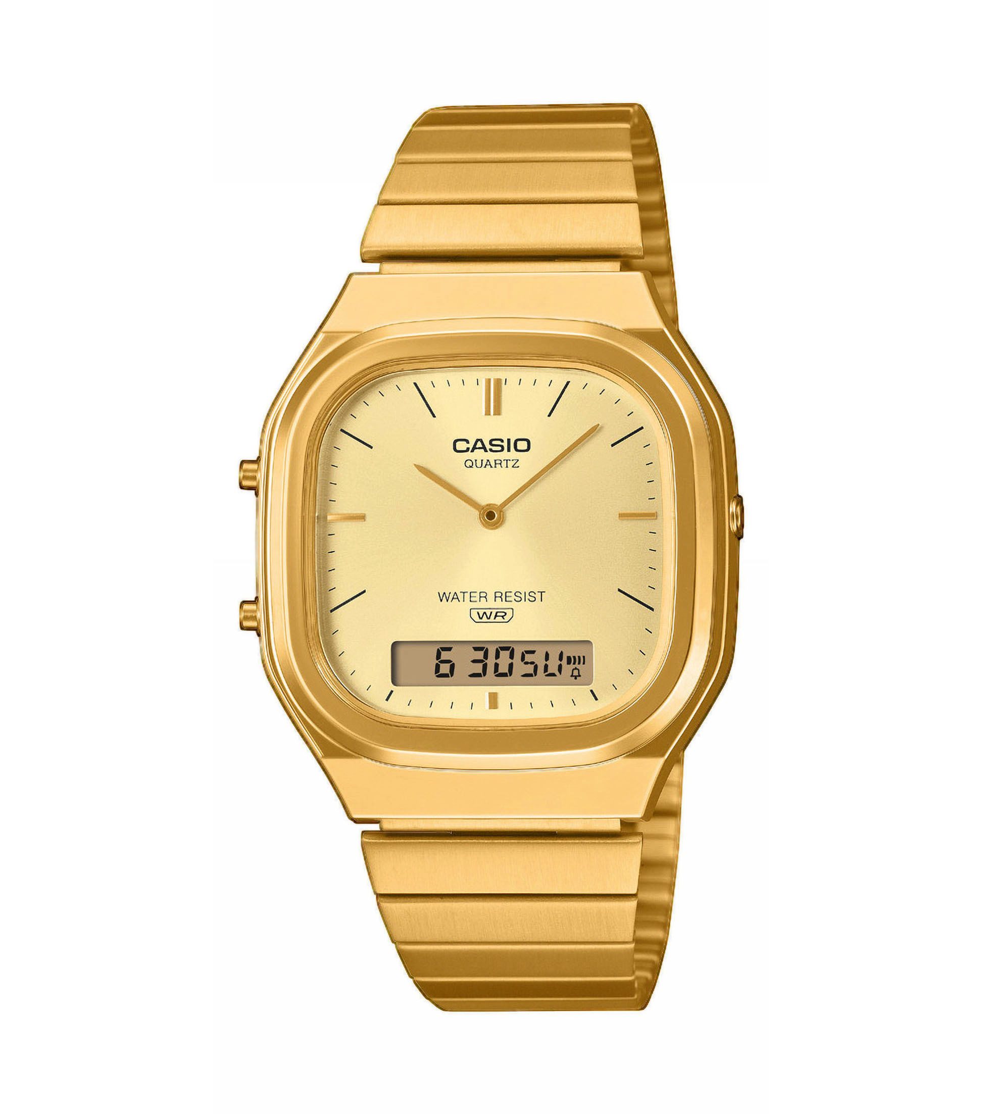 CASIO VINTAGE Chronograph AQ-240EG-9AEF, Quarzuhr, Armbanduhr, Damenuhr, Herrenuhr, Edelstahlarmband, analog