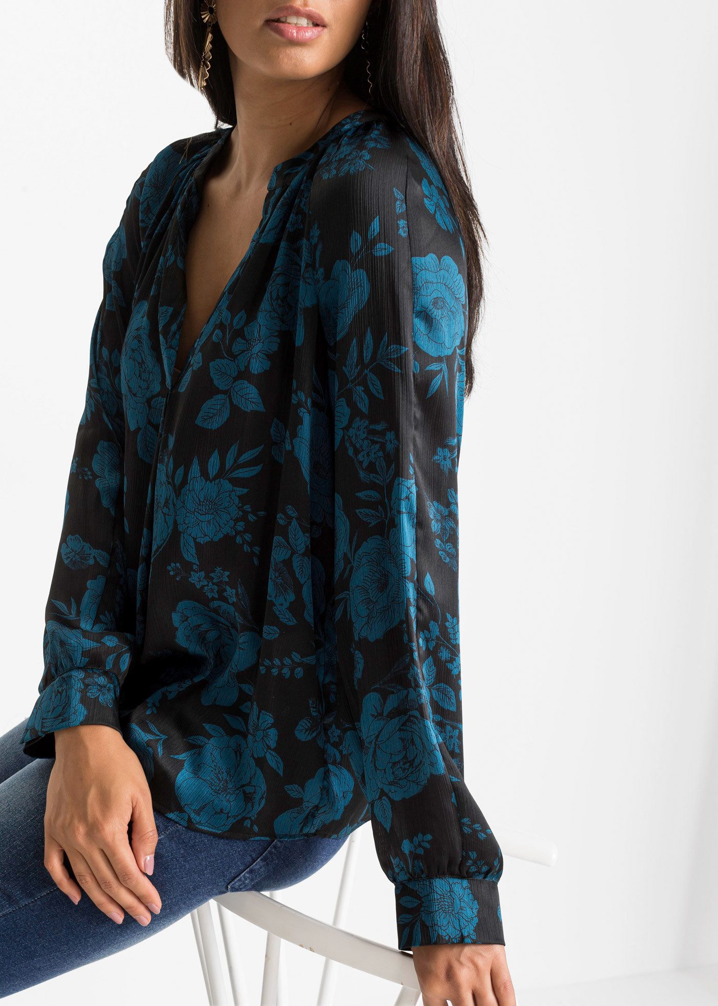 bonprix Tunika moderner Look, gerade Passform, aus Polyester, mit schönem Druck